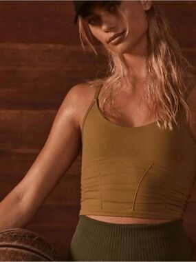 Free People 	
Good Karma Ruched Crop Tank in Dusted Military Green